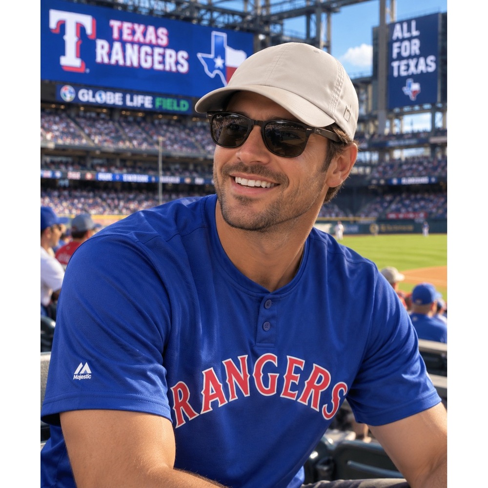 Texas Rangers Jersey Majestic Men's Medium Blue 2 Button MLB Baseball RANGERS